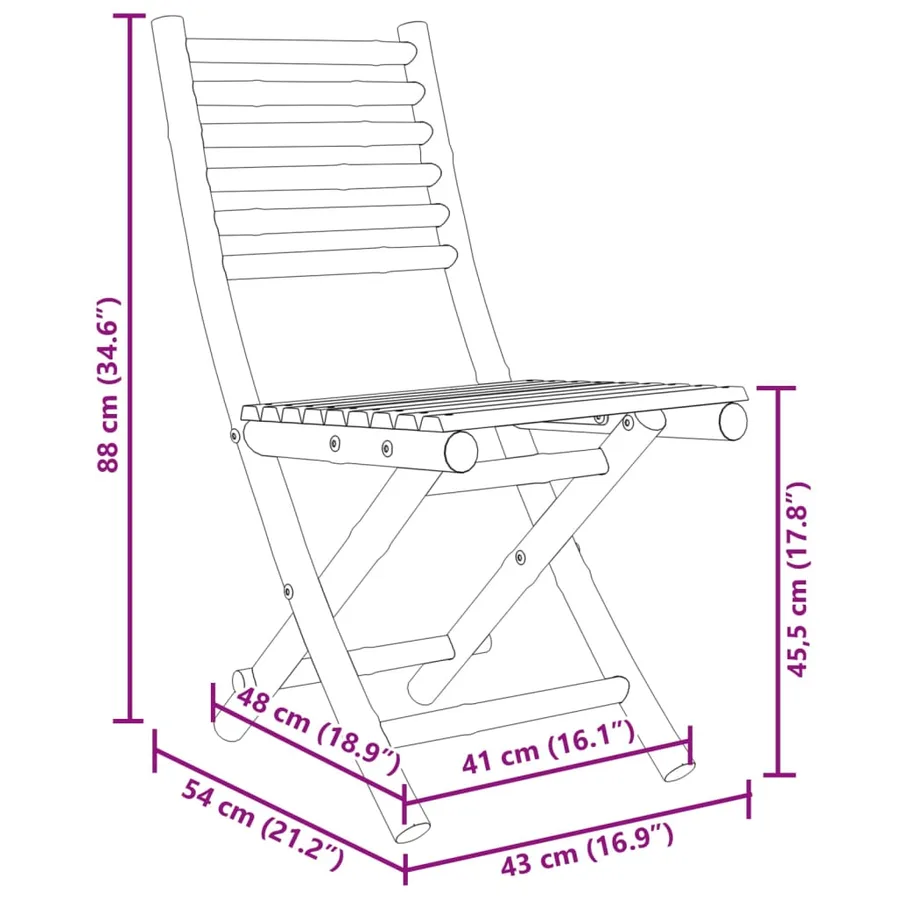 Chaises pliables de jardin lot de 4 43x54x88 cm bambou - 10