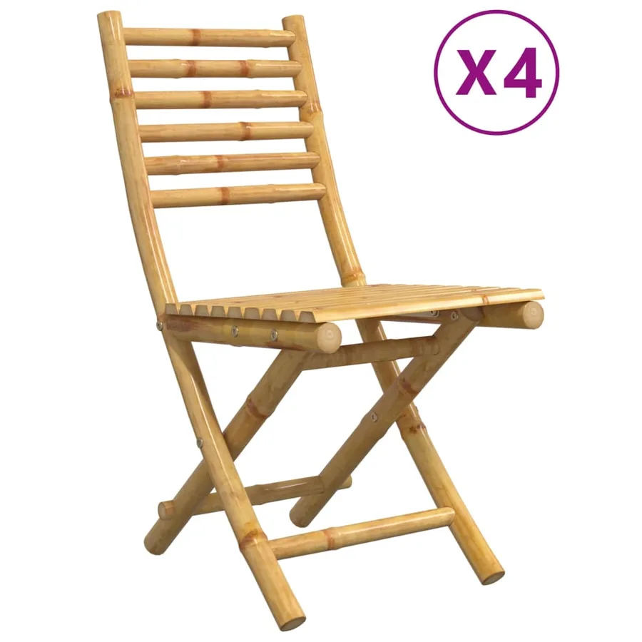 Chaises pliables de jardin lot de 4 43x54x88 cm bambou - 2
