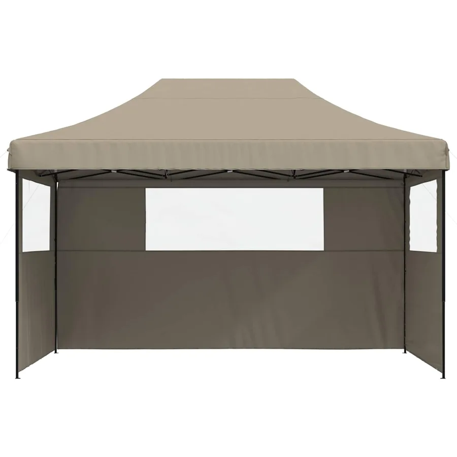 Tente de réception pliable escamotable 3 parois latérales taupe - 3