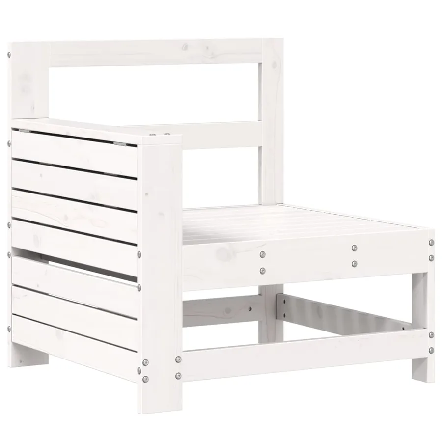 Salon de jardin 5 pcs blanc bois massif de pin - 6