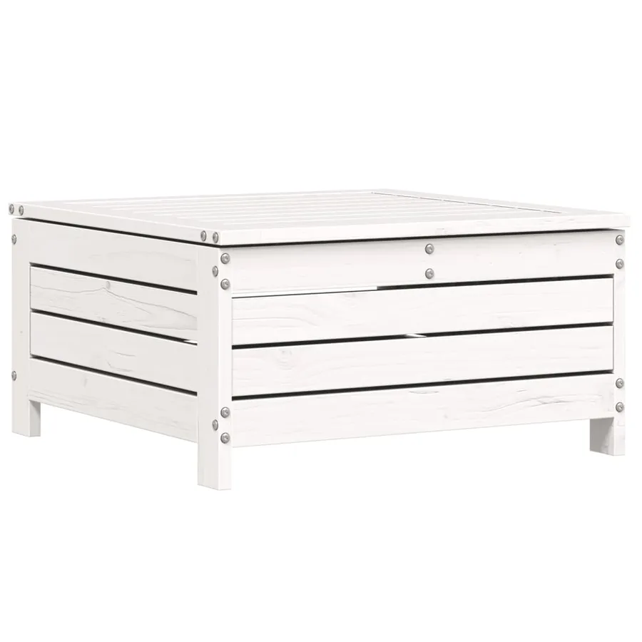 Salon de jardin 5 pcs blanc bois massif de pin - 7