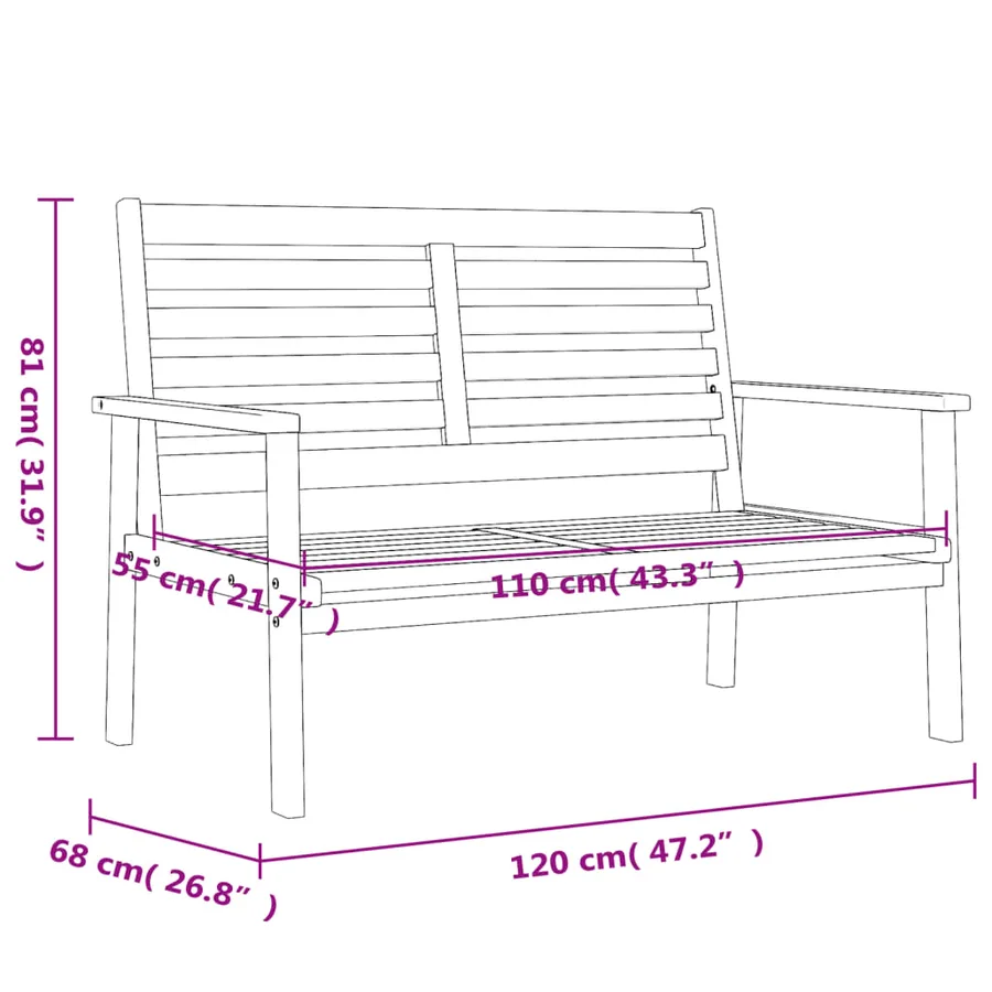 Ensemble de jardin bois massif d'acacia - 10