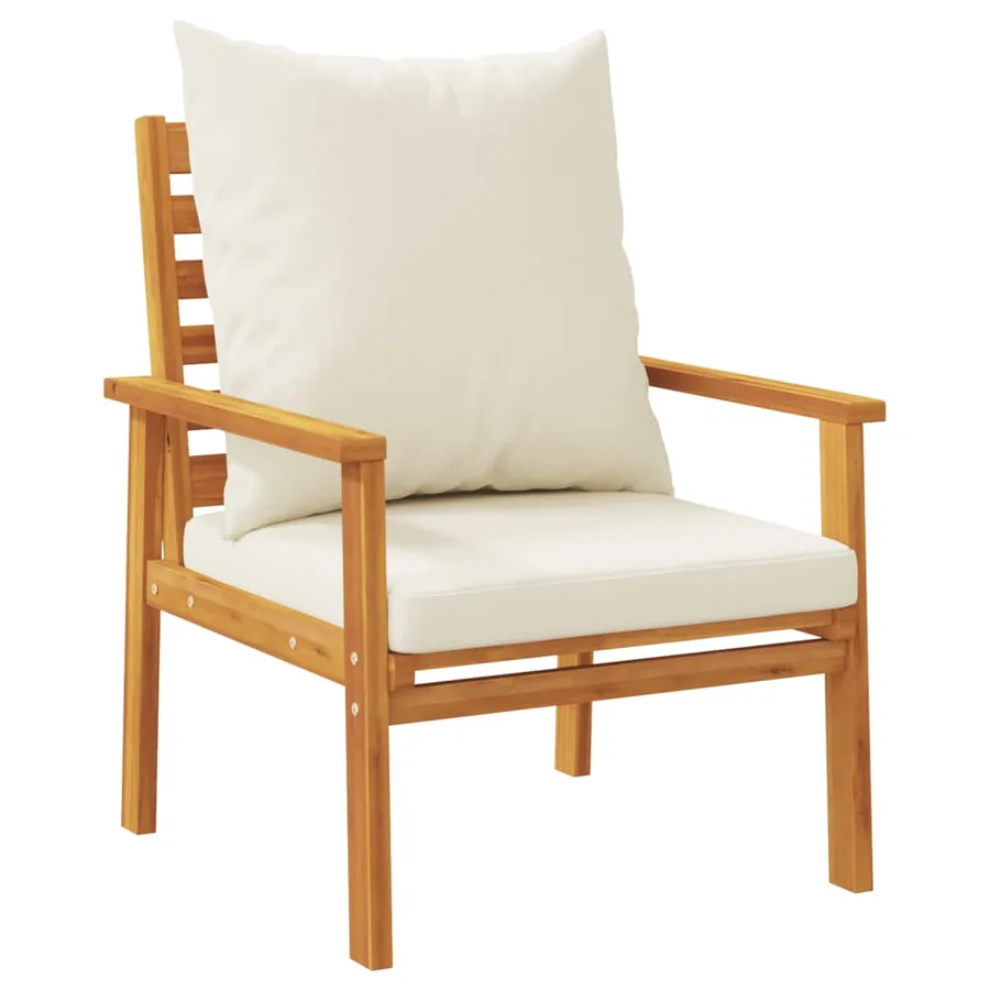 Fauteuil de jardin lot de 2 avec coussin bois massif d'acacia - 2
