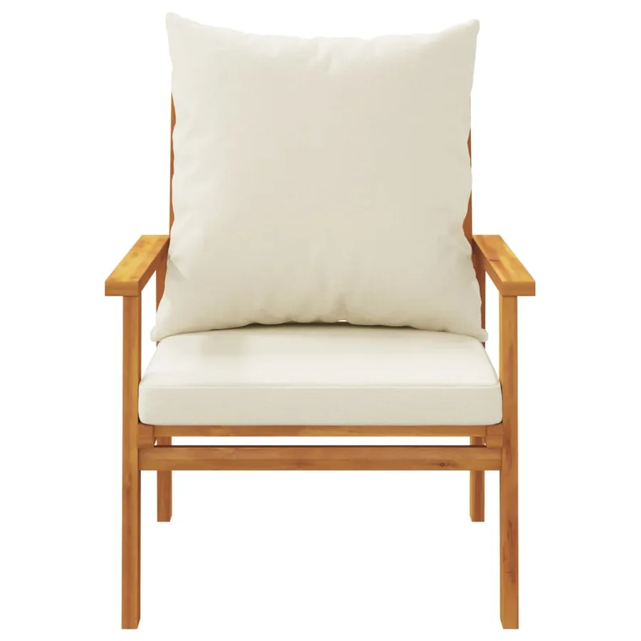 Fauteuil de jardin lot de 2 avec coussin bois massif d'acacia - 4