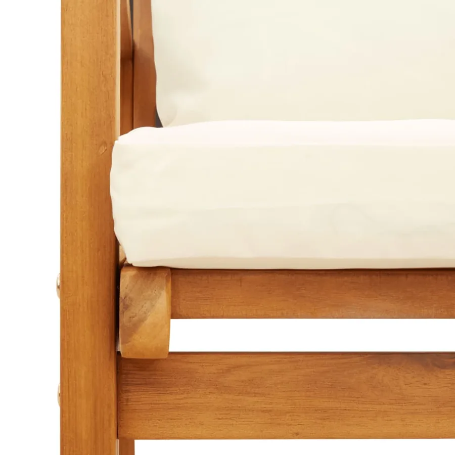Fauteuil de jardin lot de 2 avec coussin bois massif d'acacia - 9