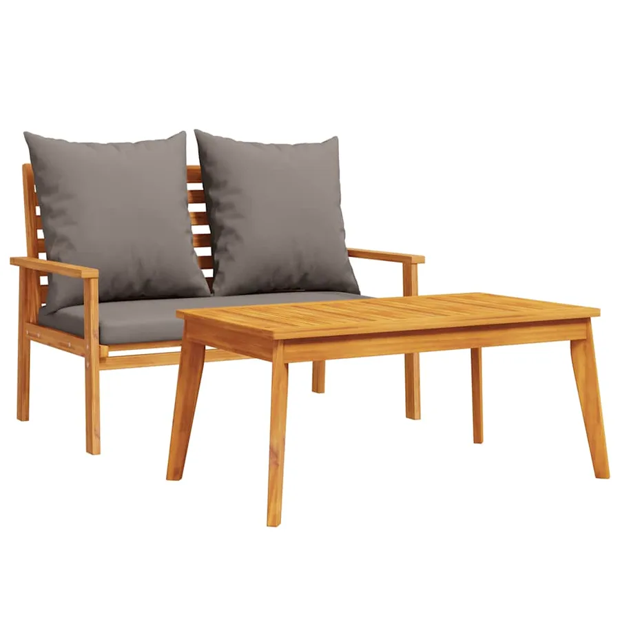 Ensemble de jardin avec coussin bois massif acacia - 2