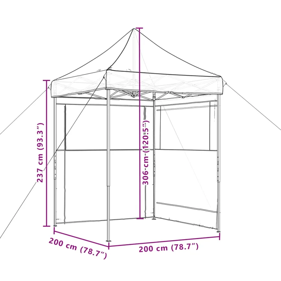 Tente de réception pliable escamotable avec 2 parois latérales - 9