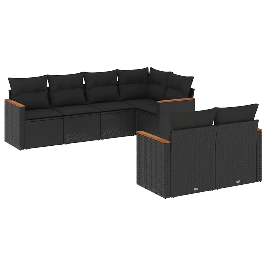 Salon de jardin 7 pcs avec coussins noir résine tressée 62 x 62 x 69 cm - 63,4 kg - 2