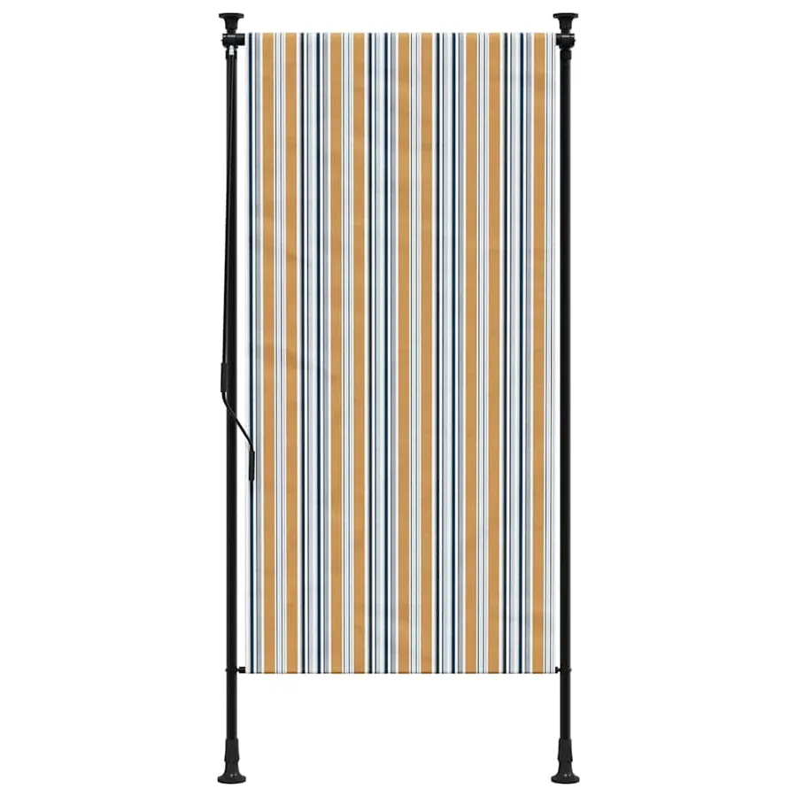 Store roulant d'extérieur jaune et blanc 100x270 cm tissu acier - 3