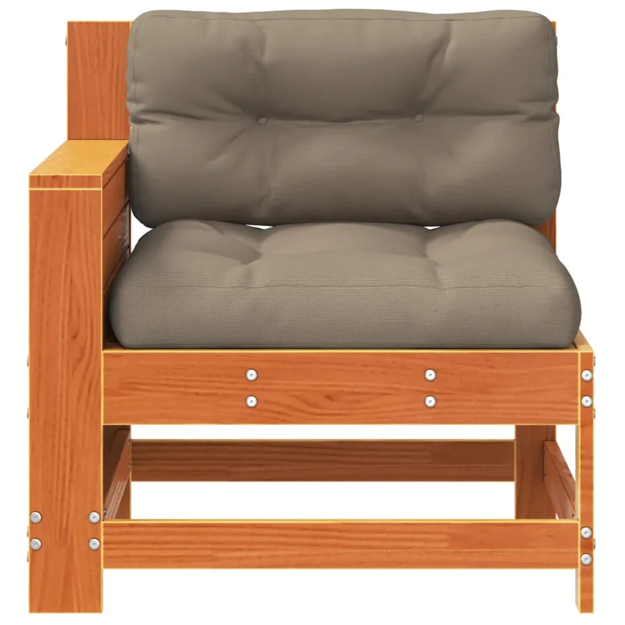 Canapé de jardin accoudoir coussins cire marron bois pin massif - 4
