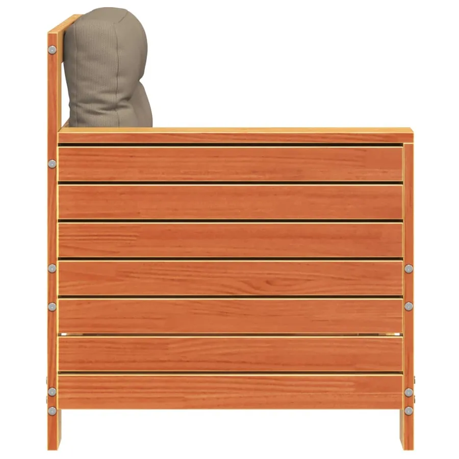 Canapé de jardin accoudoir coussins cire marron bois pin massif - 5