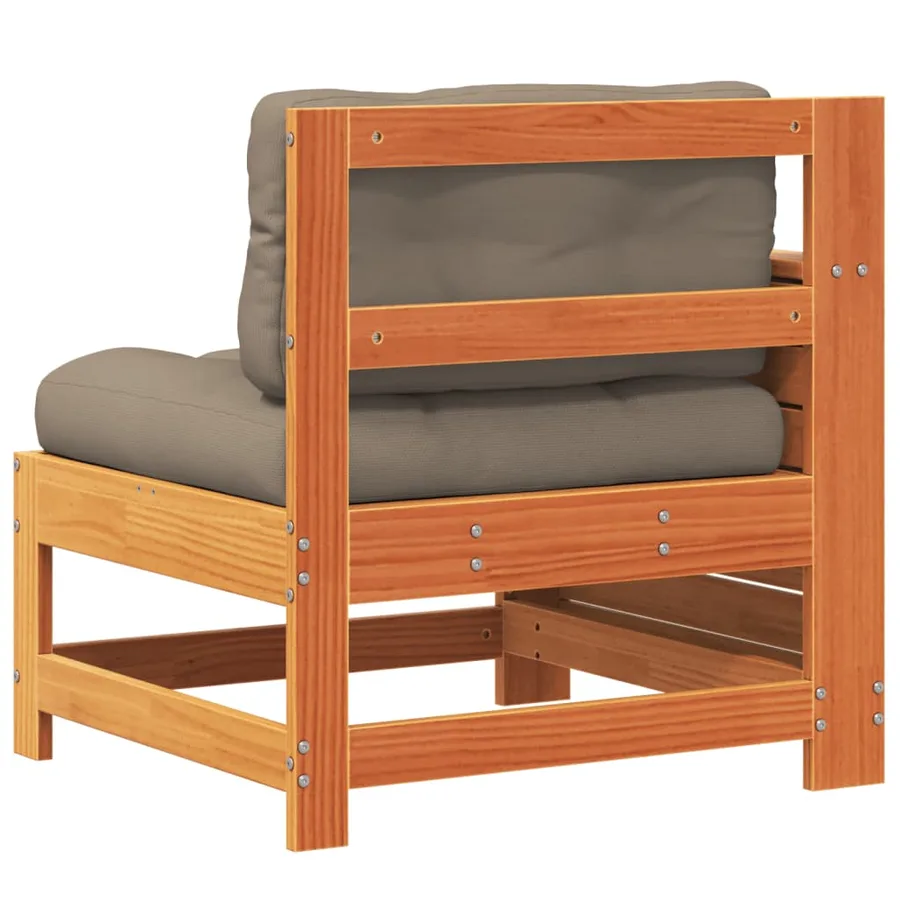 Canapé de jardin accoudoir coussins cire marron bois pin massif - 6