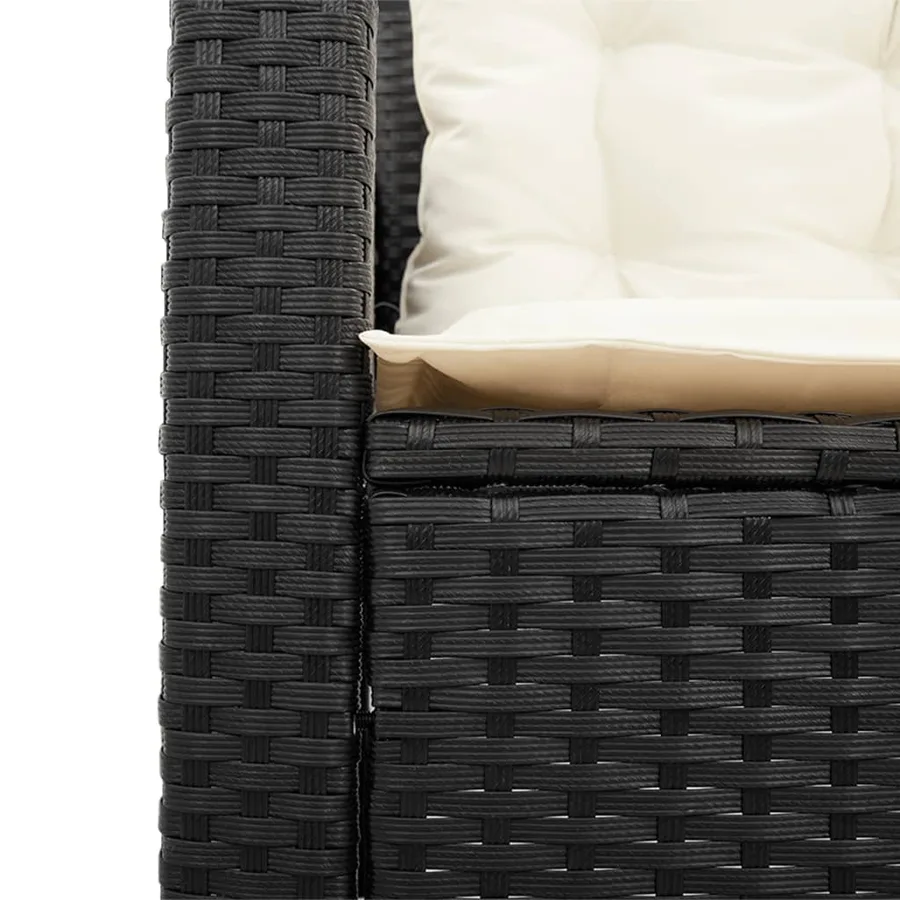 Canapé de jardin avec table et coussins en forme de L noir - 9