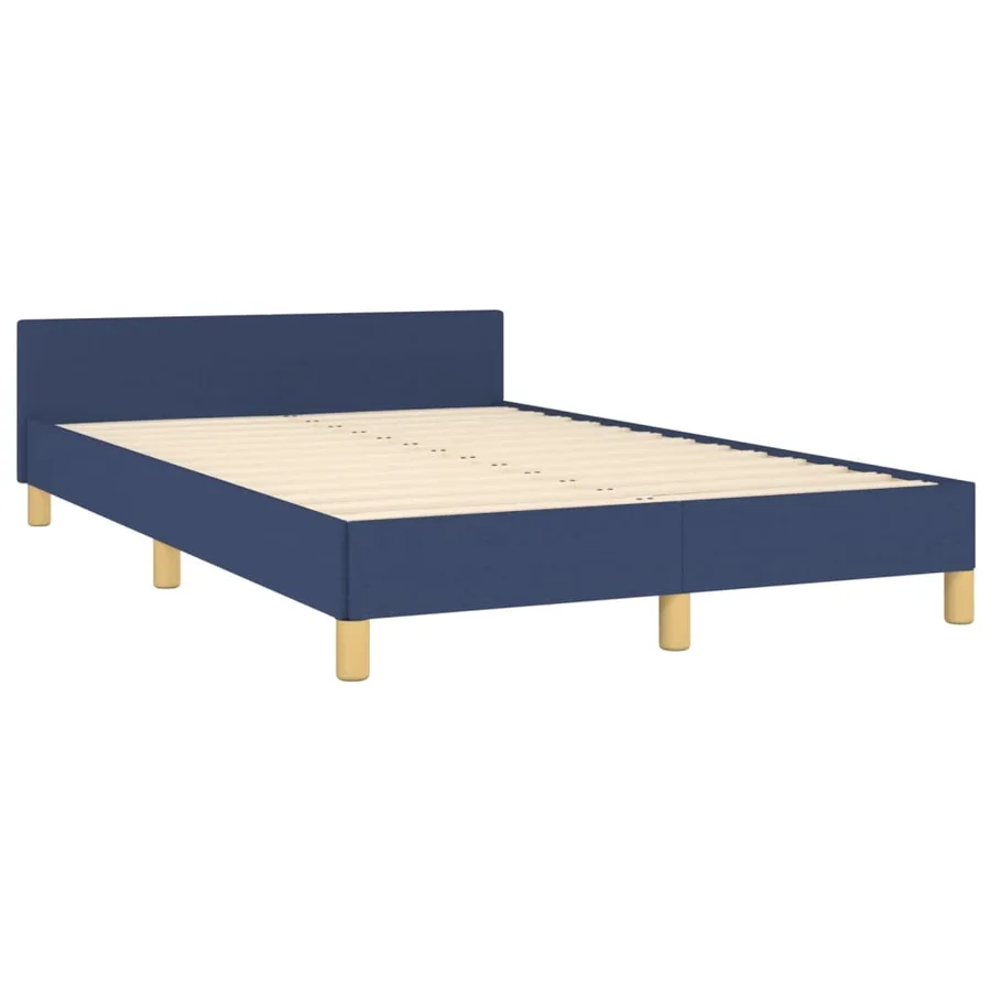 Cadre de lit sans matelas bleu 120x190 cm tissu - 3