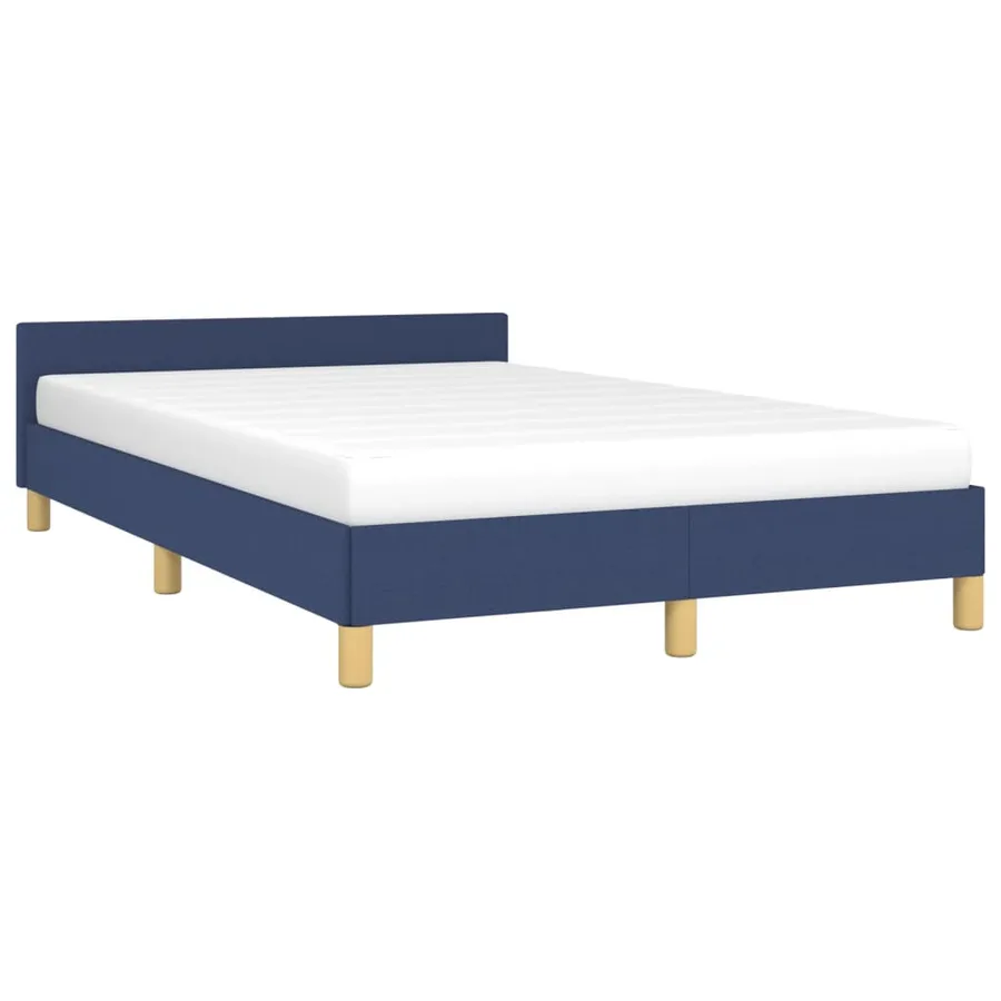 Cadre de lit sans matelas bleu 120x190 cm tissu - 4