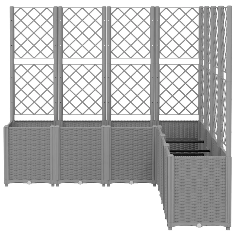 Jardinière avec treillis gris clair 160x160x140 cm PP - 3
