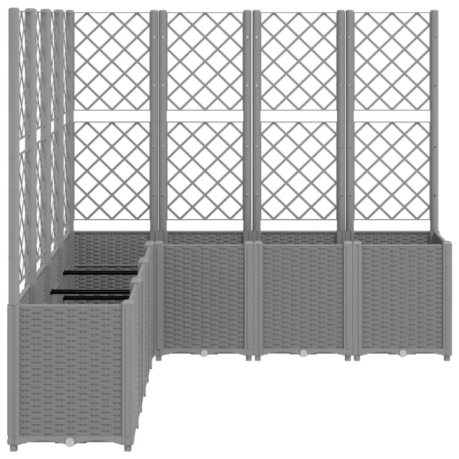 Jardinière avec treillis gris clair 160x160x140 cm PP - 4