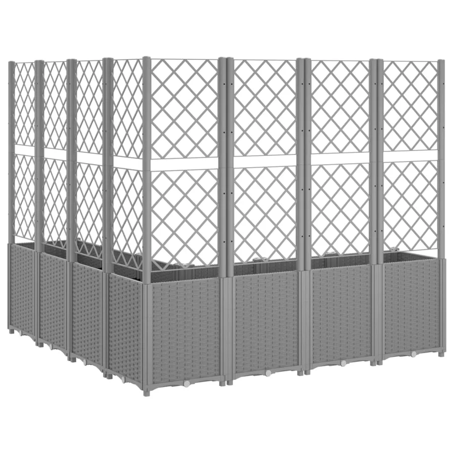 Jardinière avec treillis gris clair 160x160x140 cm PP - 5