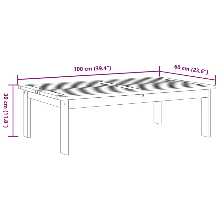 Table de jardin 100x60x30 cm bois d'acacia solide - 7