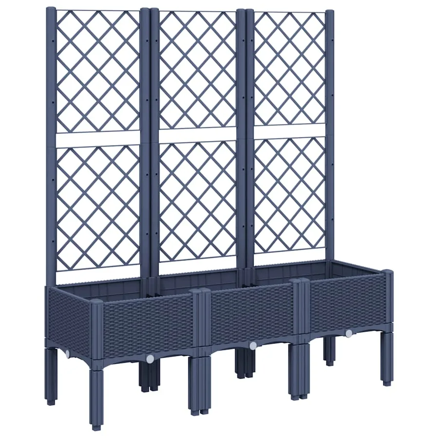 Jardinière avec treillis bleu gris 120x40x142 cm PP - 2