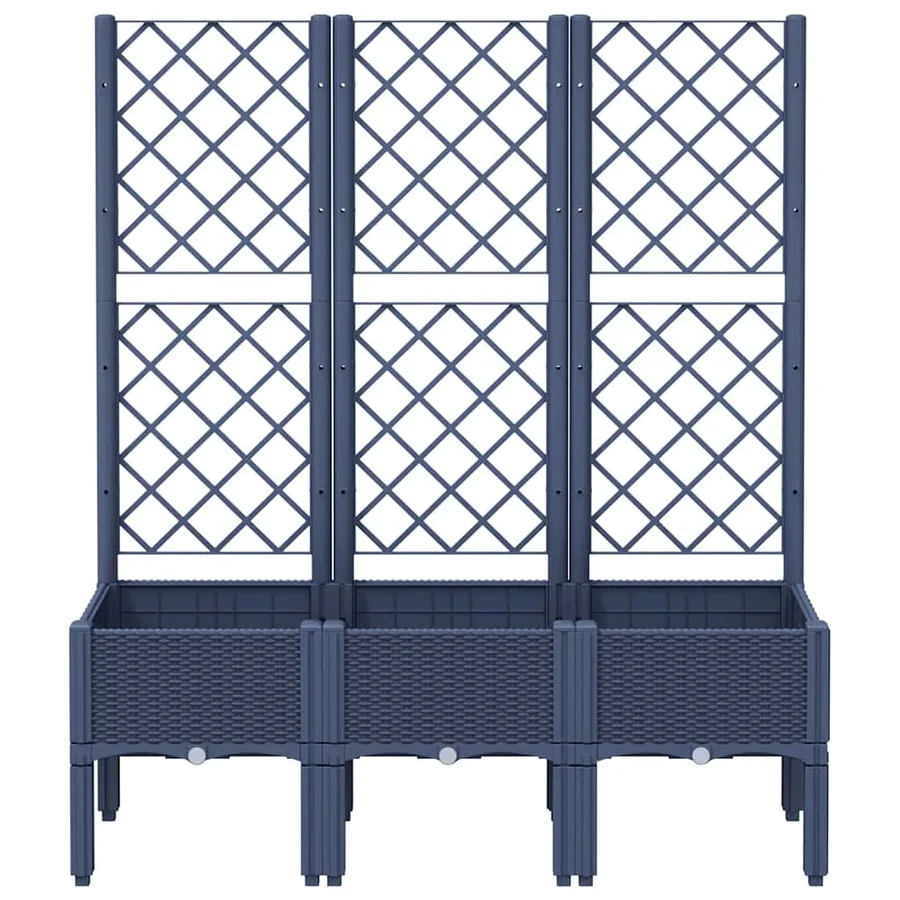 Jardinière avec treillis bleu gris 120x40x142 cm PP - 3
