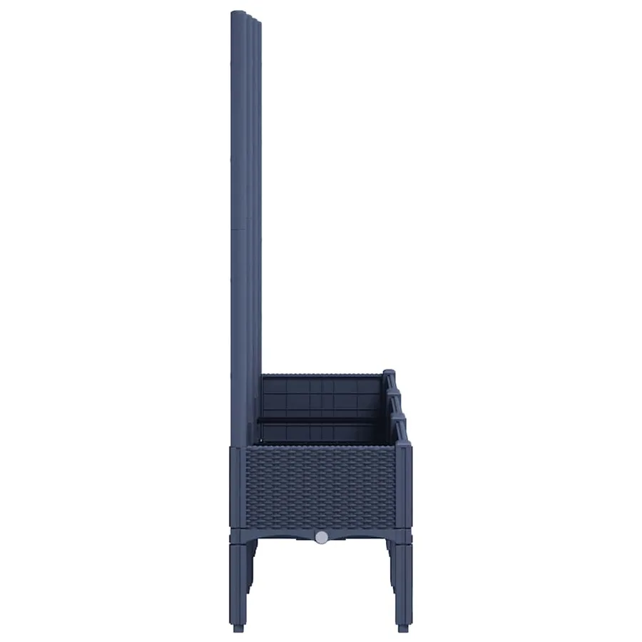 Jardinière avec treillis bleu gris 120x40x142 cm PP - 4