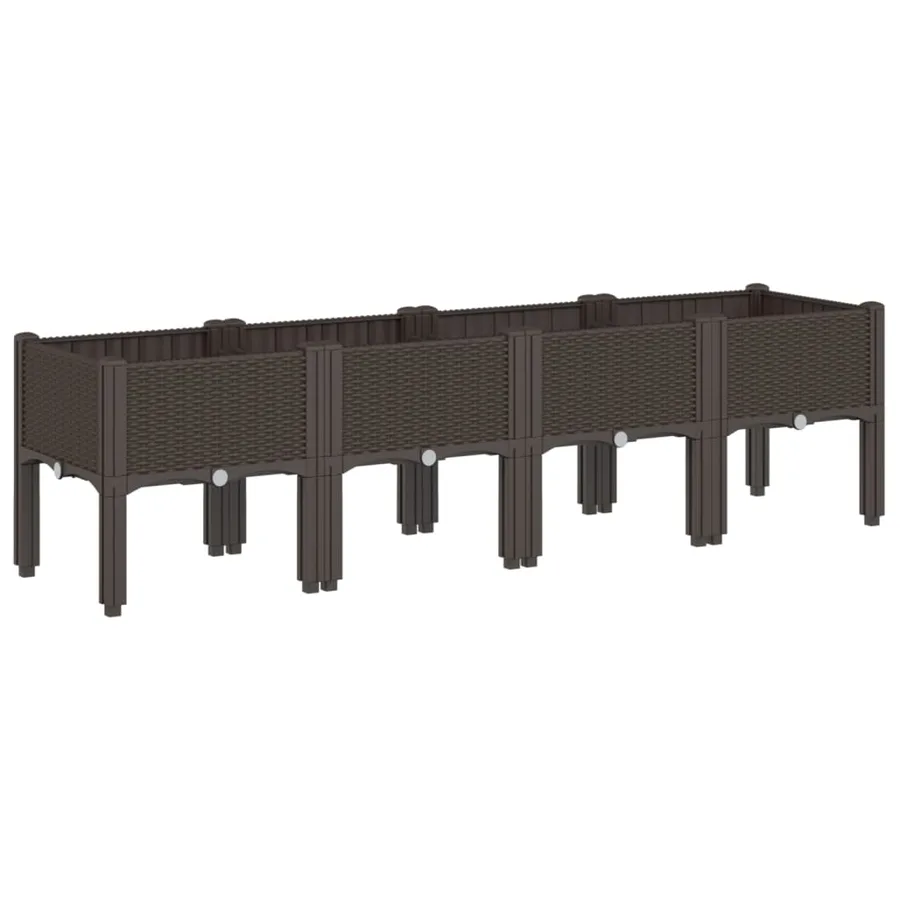 Jardinière avec pieds marron 160x40x42 cm PP - 2