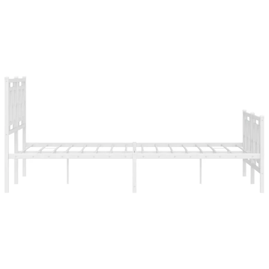 Cadre de lit métal sans matelas et pied de lit blanc 135x190 cm - 6