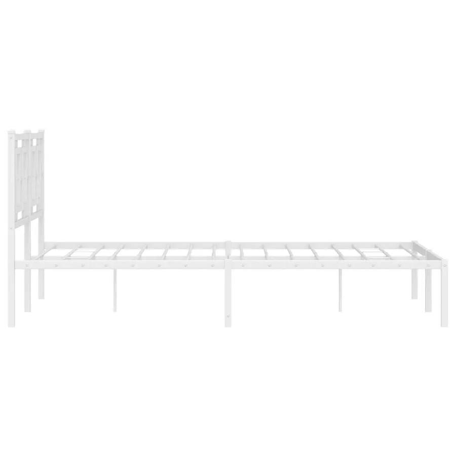 Cadre de lit métal sans matelas et tête de lit blanc 135x190 cm - 6
