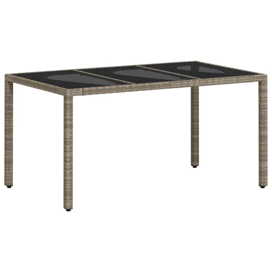 Table de jardin dessus en verre gris clair résine tressée - 2