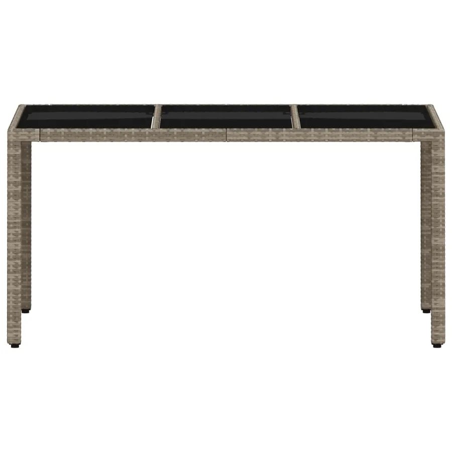 Table de jardin dessus en verre gris clair résine tressée - 5