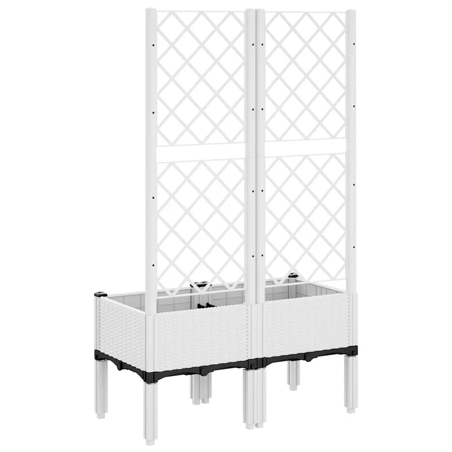 Jardinière avec treillis blanc 80x40x142 cm PP - 5