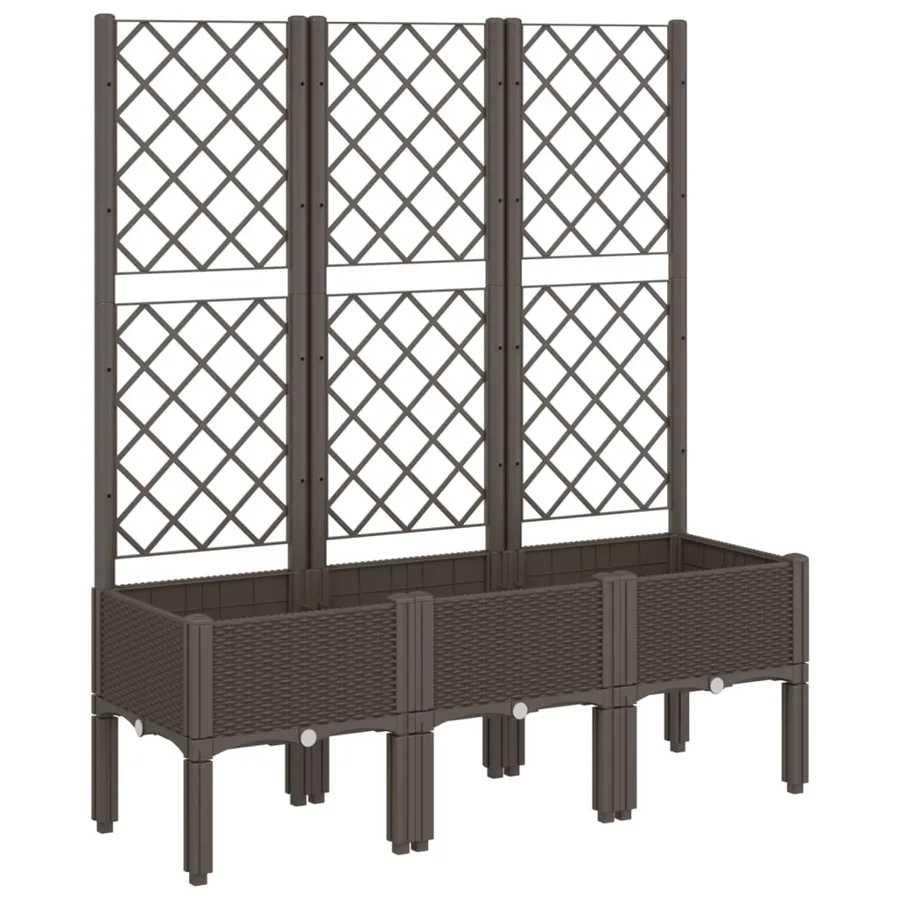 Jardinière avec treillis marron 120x40x142 cm PP - 2