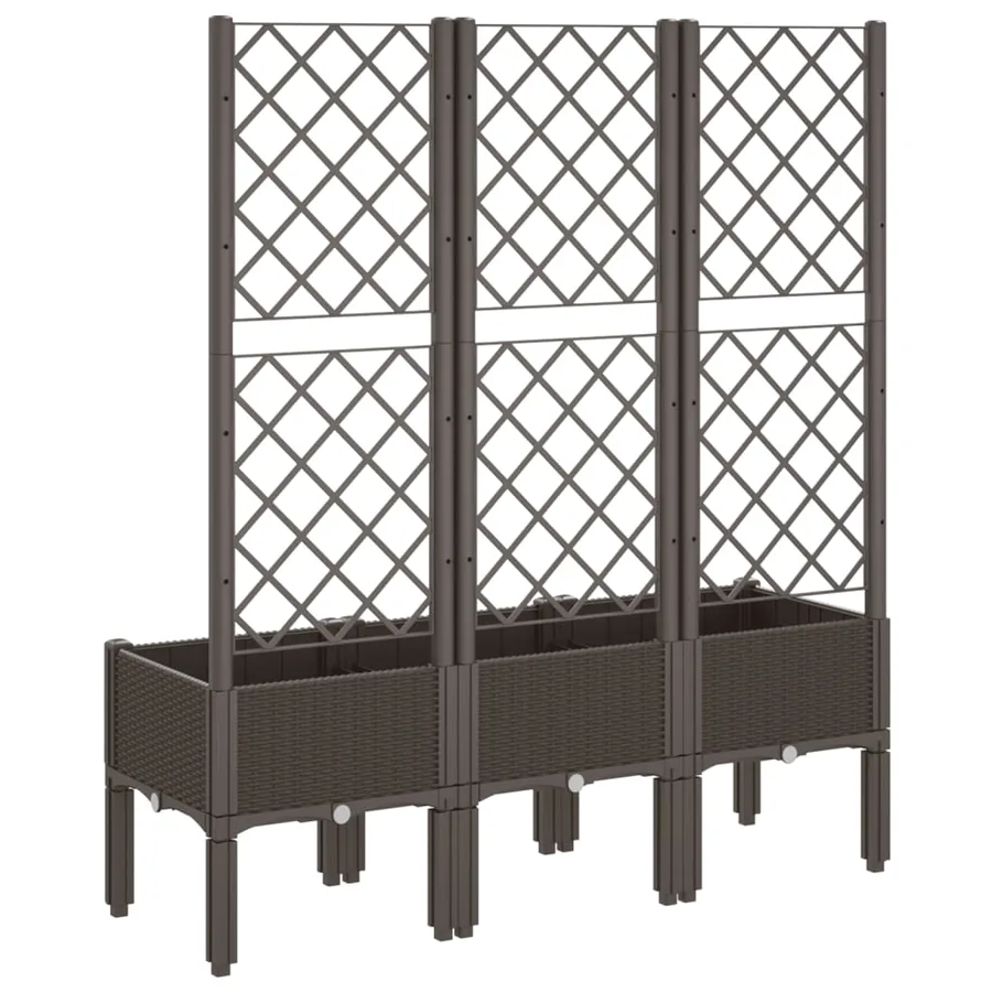 Jardinière avec treillis marron 120x40x142 cm PP - 5