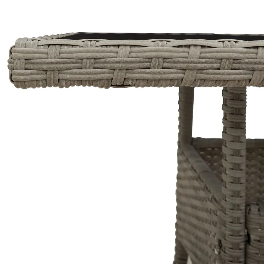 Table de jardin avec dessus en verre gris clair résine tressée - 10