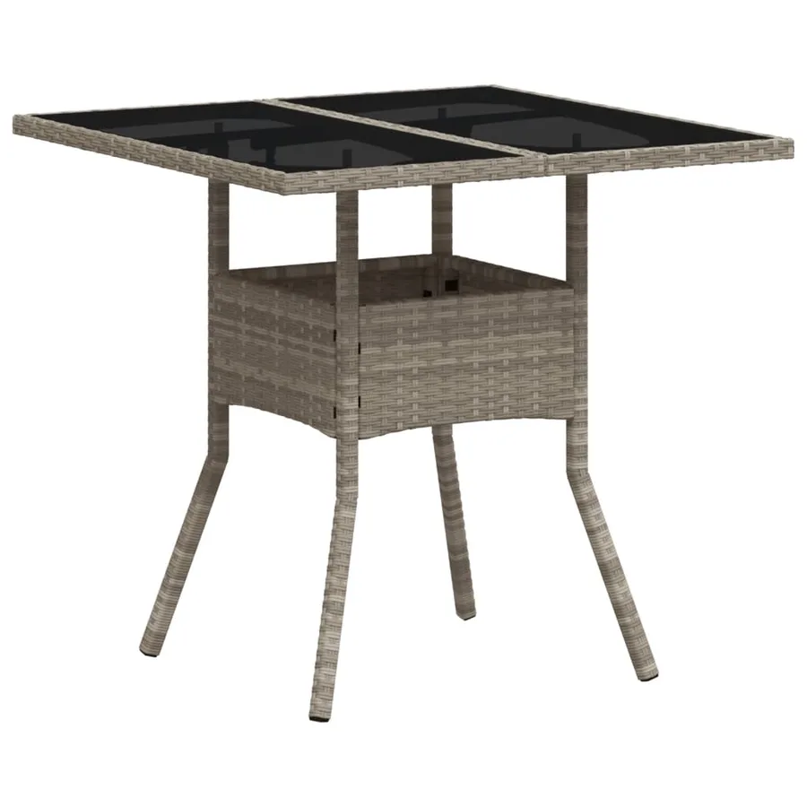 Table de jardin avec dessus en verre gris clair résine tressée - 2