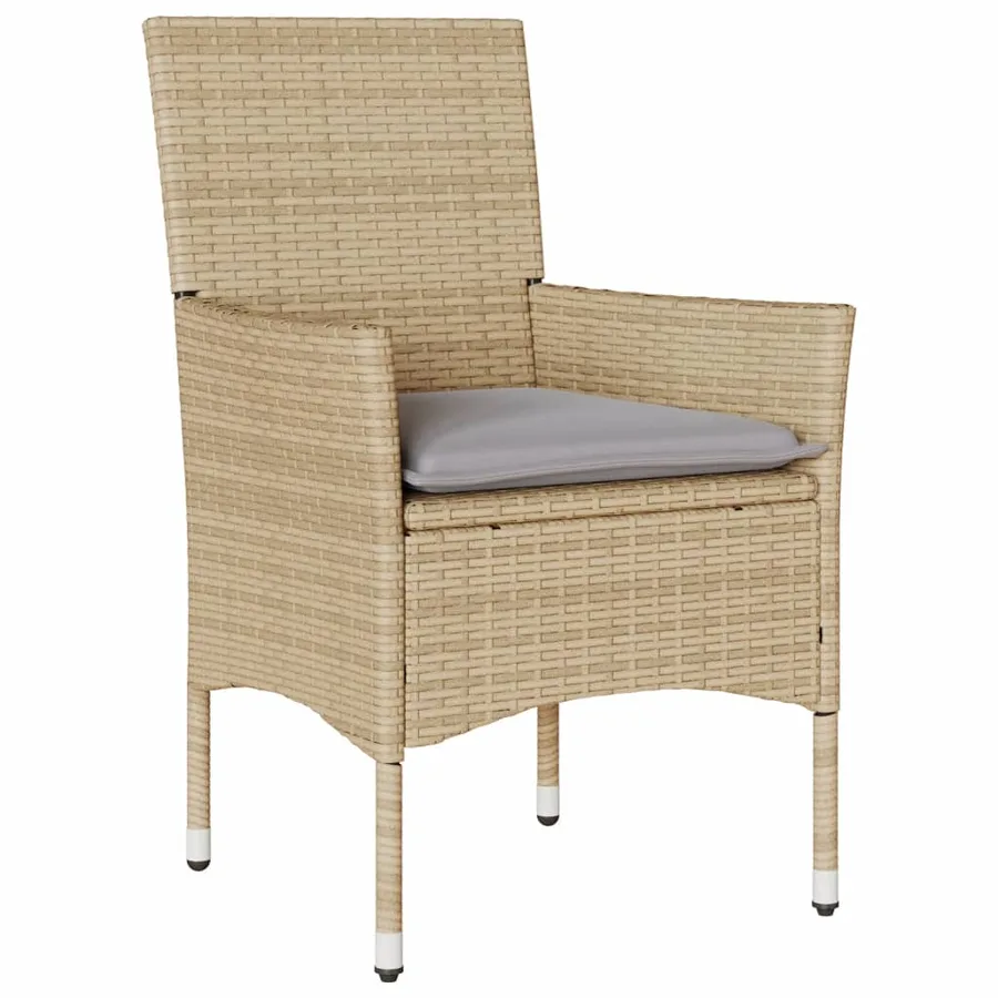 Chaises de jardin avec coussins lot de 2 beige résine tressée - 4