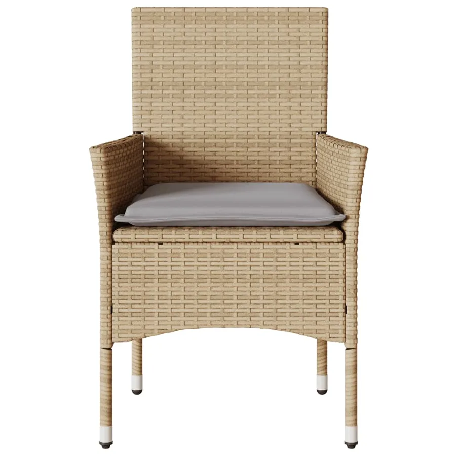 Chaises de jardin avec coussins lot de 2 beige résine tressée - 5