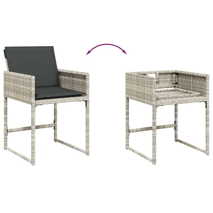 Ensemble à manger de jardin et coussins 5 pcs gris clair rotin - 6