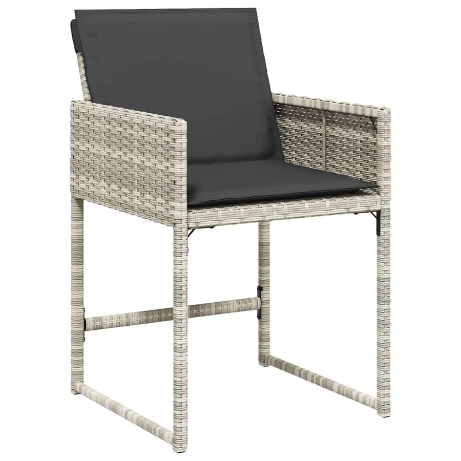 Chaises de jardin avec coussins lot de 4 gris clair poly rotin - 4