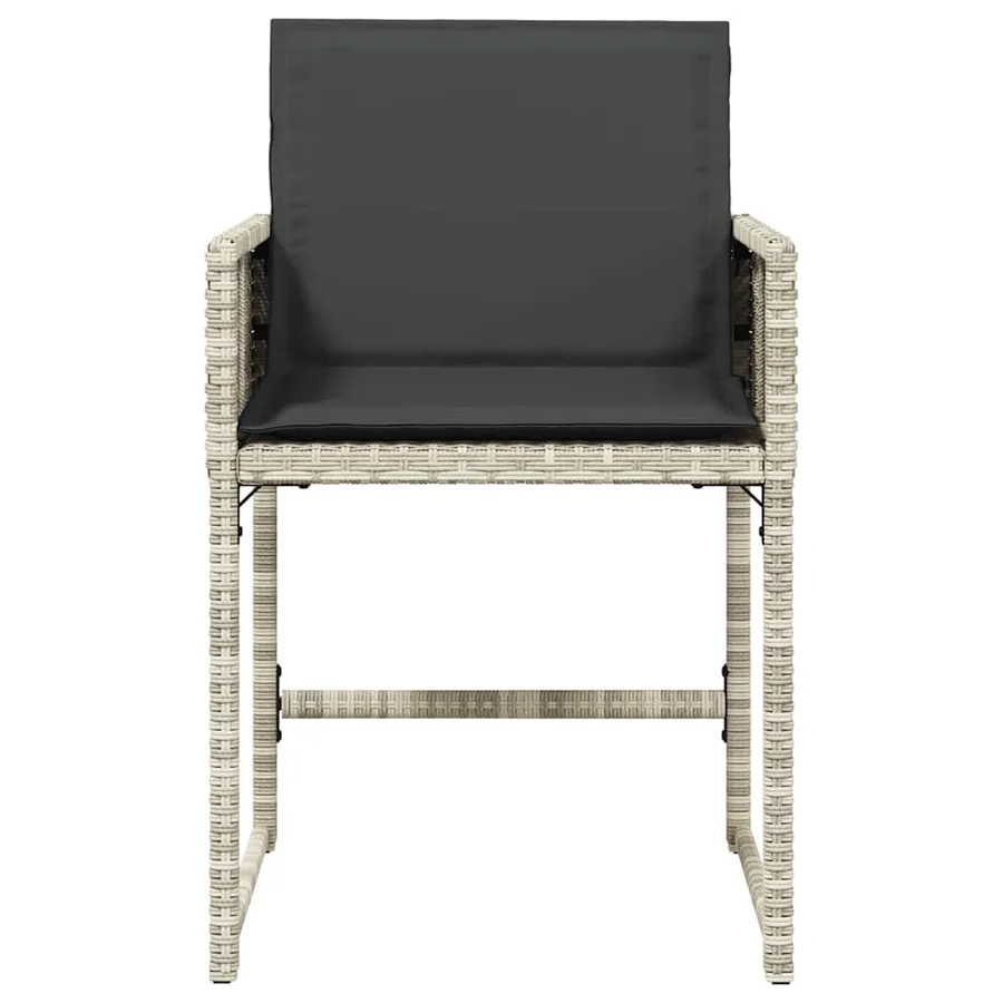 Chaises de jardin avec coussins lot de 4 gris clair poly rotin - 5