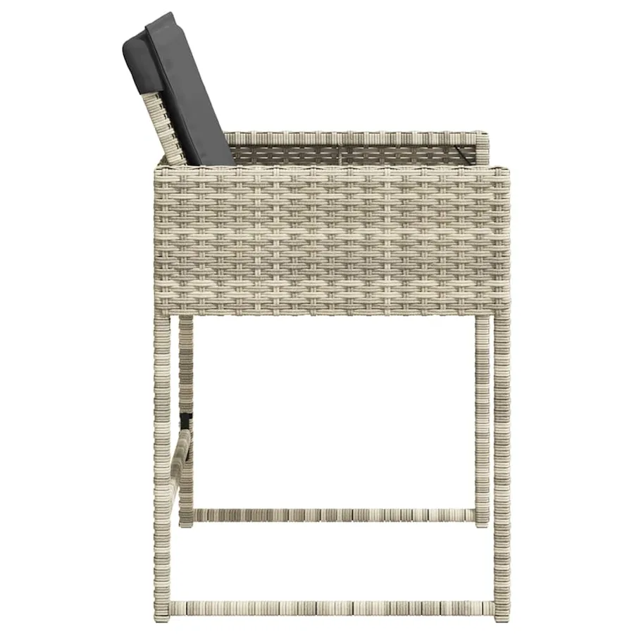 Chaises de jardin avec coussins lot de 4 gris clair poly rotin - 6