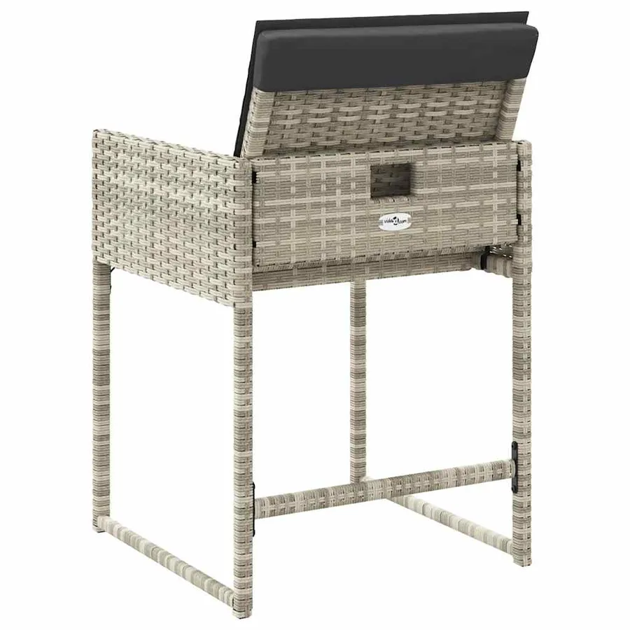 Chaises de jardin avec coussins lot de 4 gris clair poly rotin - 7