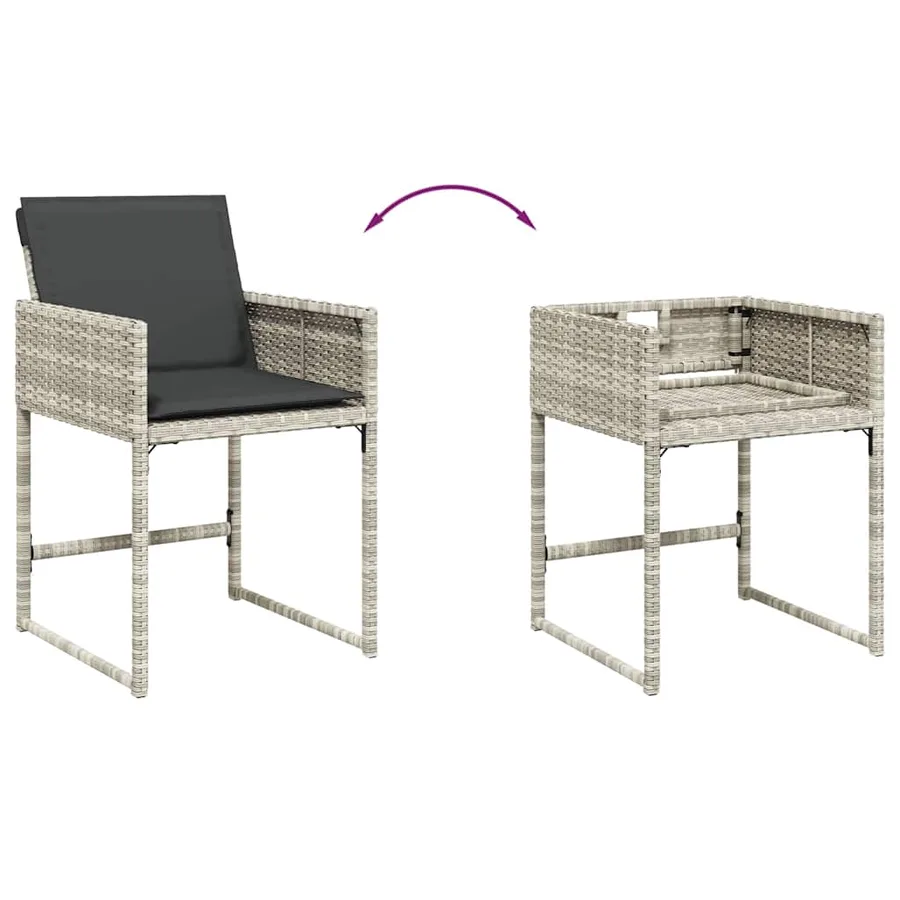 Chaises de jardin avec coussins lot de 4 gris clair poly rotin - 8