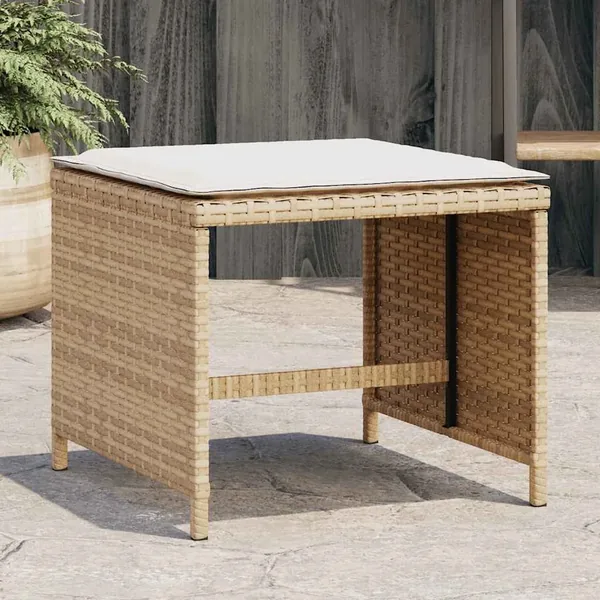 Tabourets de jardin et coussins lot de 4 beige 41x41x36cm rotin