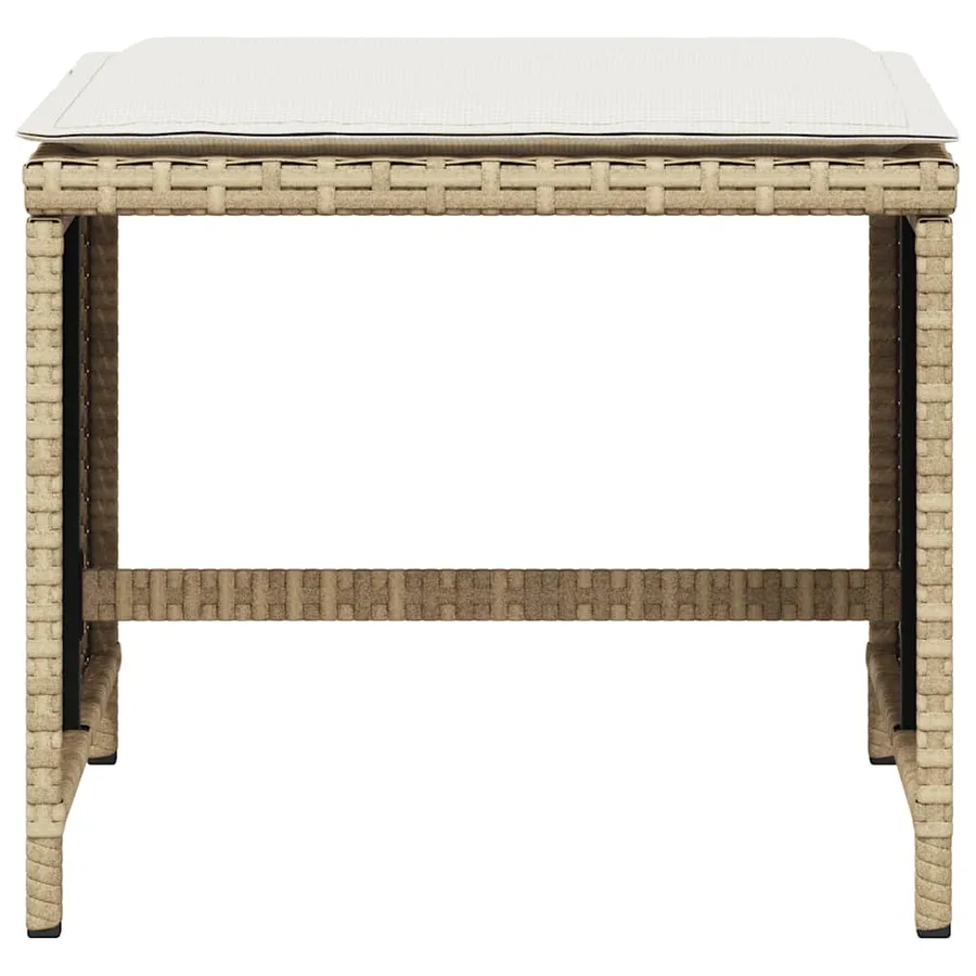 Tabourets de jardin et coussins lot de 4 beige 41x41x36cm rotin - 5