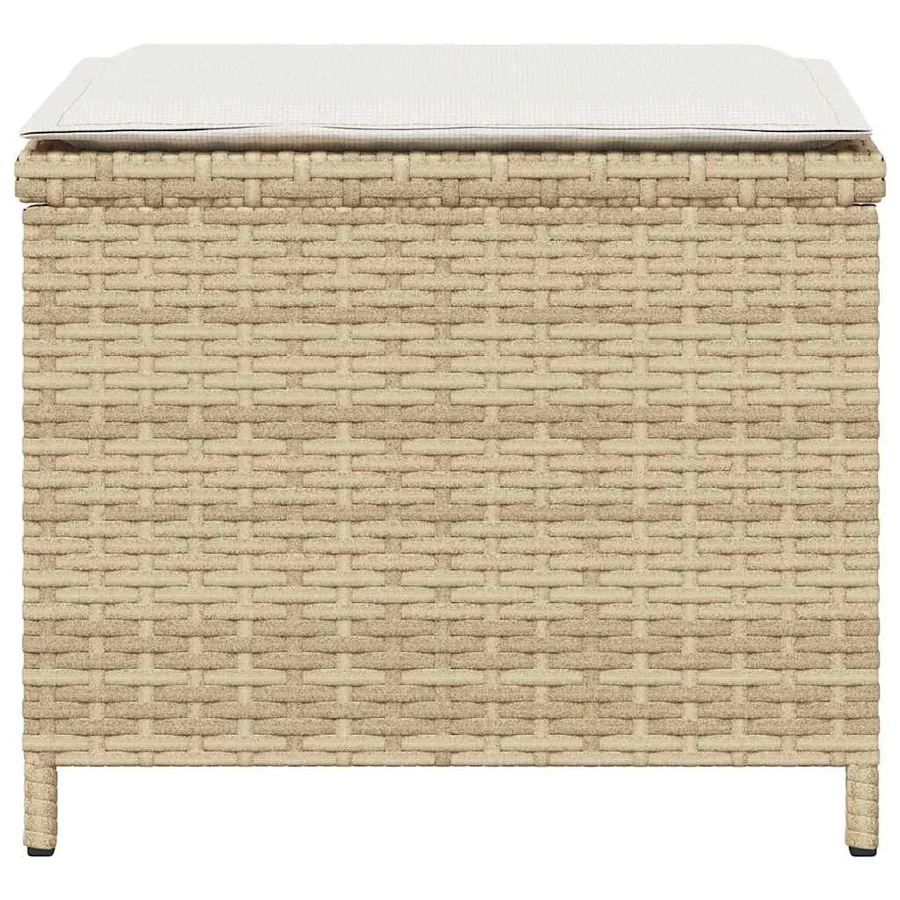 Tabourets de jardin et coussins lot de 4 beige 41x41x36cm rotin - 6