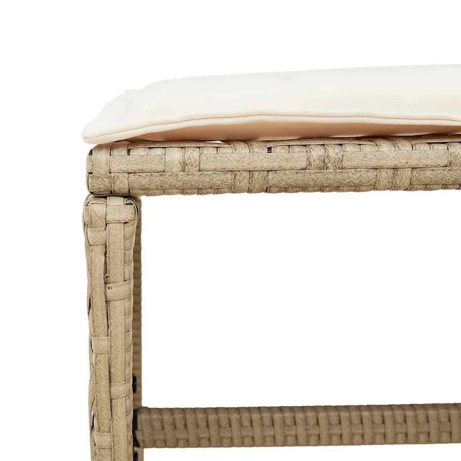 Tabourets de jardin et coussins lot de 4 beige 41x41x36cm rotin - 8