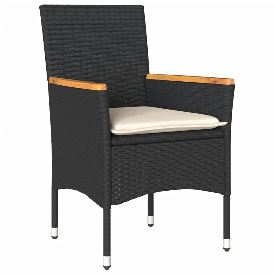 Chaises de jardin avec coussins lot de 2 noir résine tressée - 4