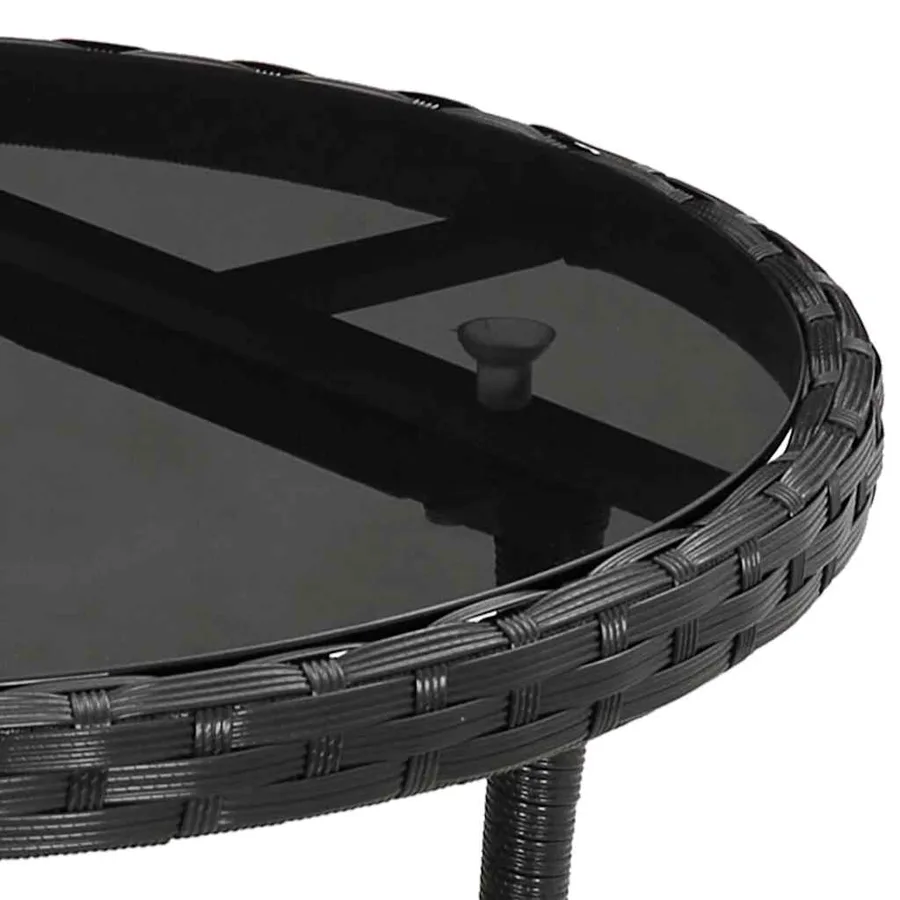 Ensemble à manger de jardin et coussins 3 pcs noir rotin verre - 6